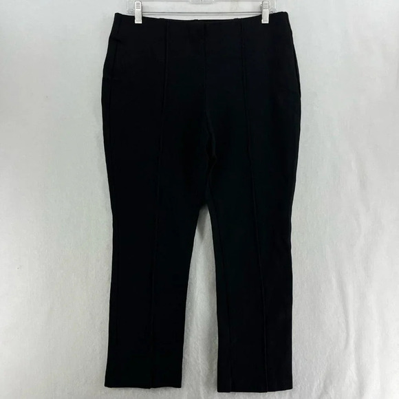 Chico's Pants Women's Sz 1R Medium Black High-Rise Elastic Waist Trouser Stretch - Picture 2 of 12